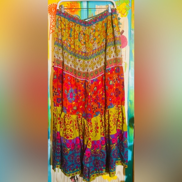 NATURAL LIFE Pants - NATURAL LIFE Colorful Red Mustard Patti Palazzo Pants